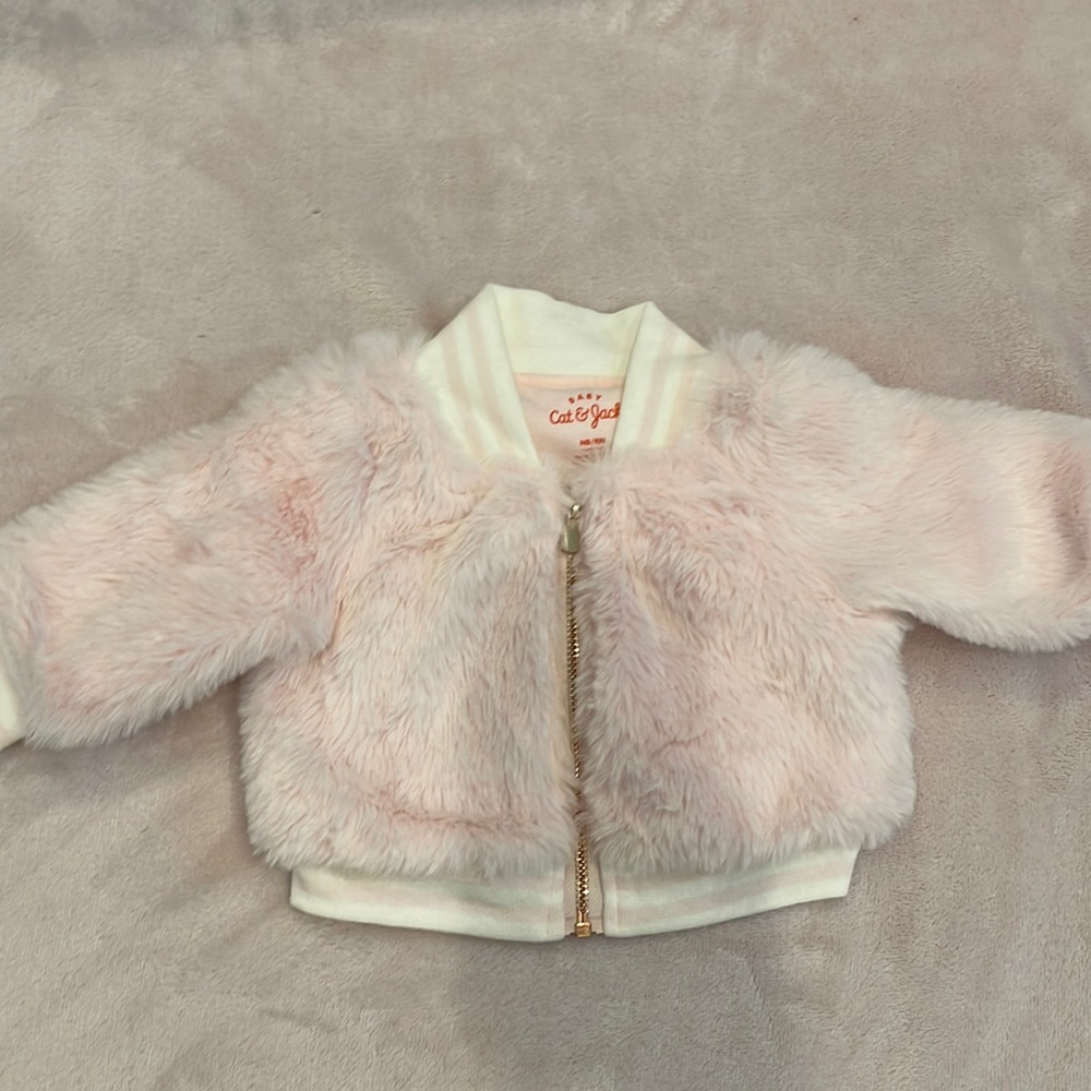 Pink fur newborn jacket